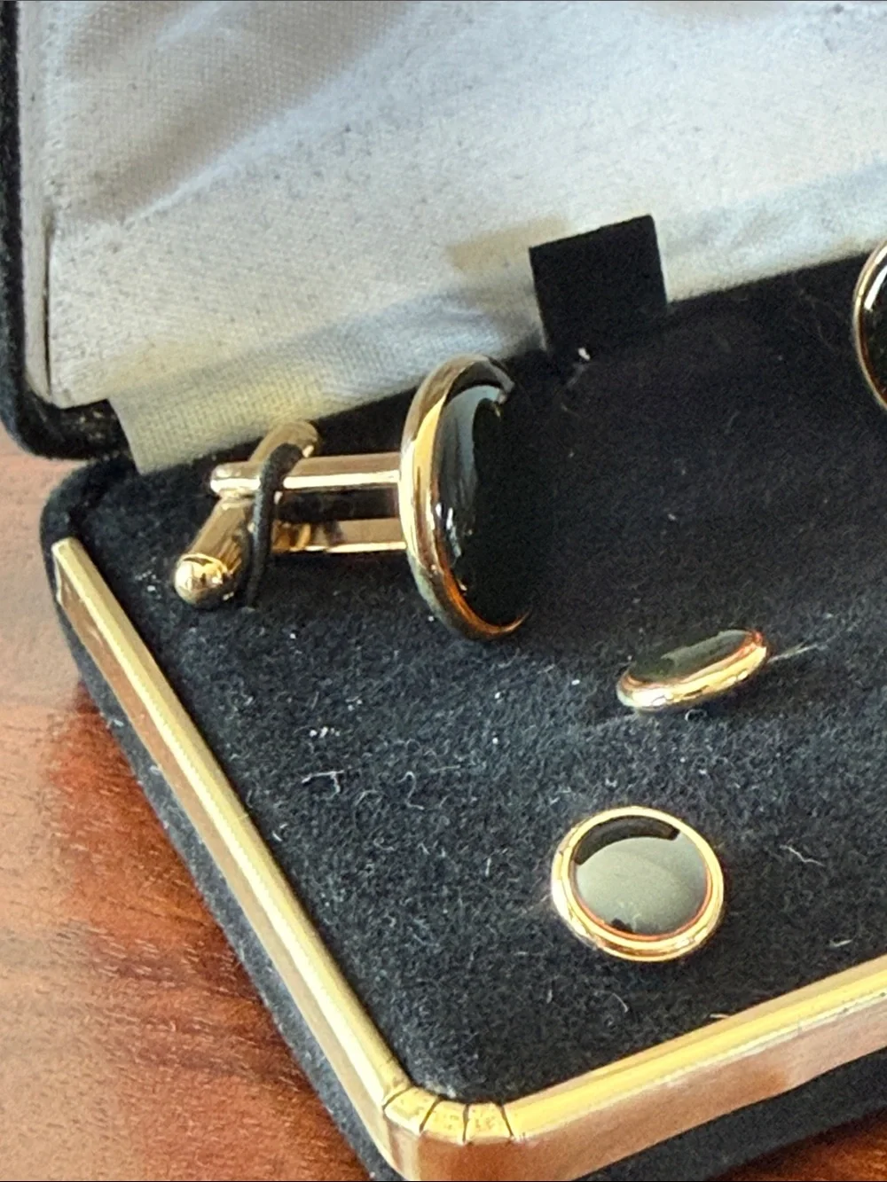 Louis Roth Cufflinks and Tuxedo Studs Coordinated Mens Black Gold Set New